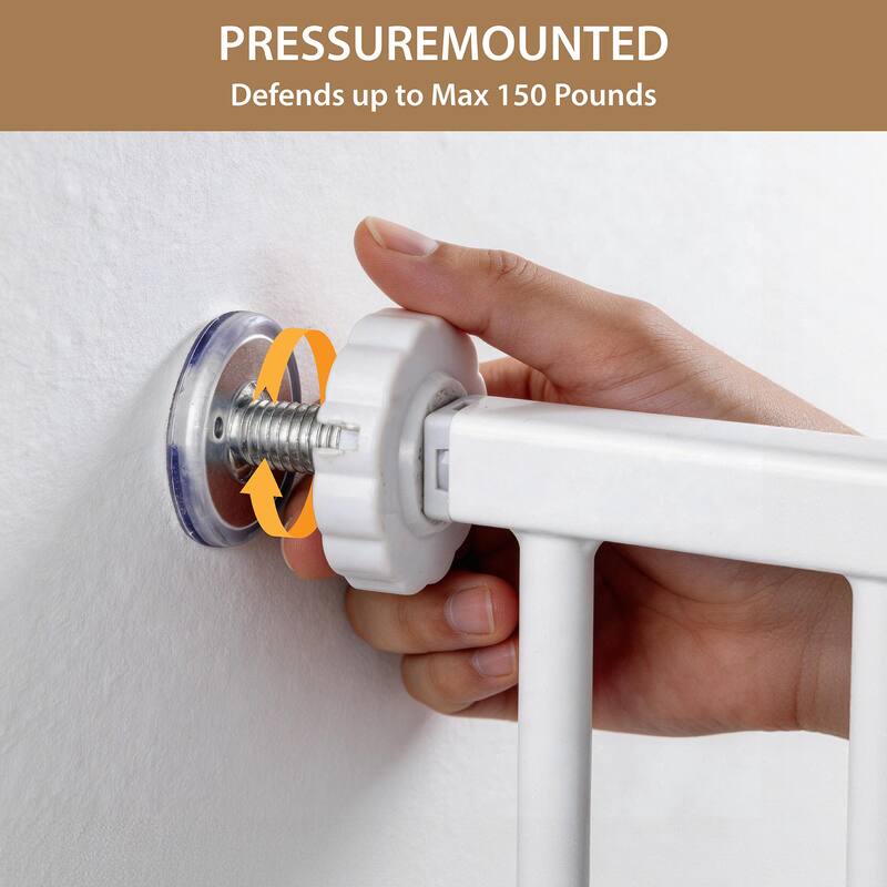 Anmytek Pressure Mounted Metal Safety Gate Auto Close White for Doorways Stairs Baby Pet 29 34 Inch Adjustable