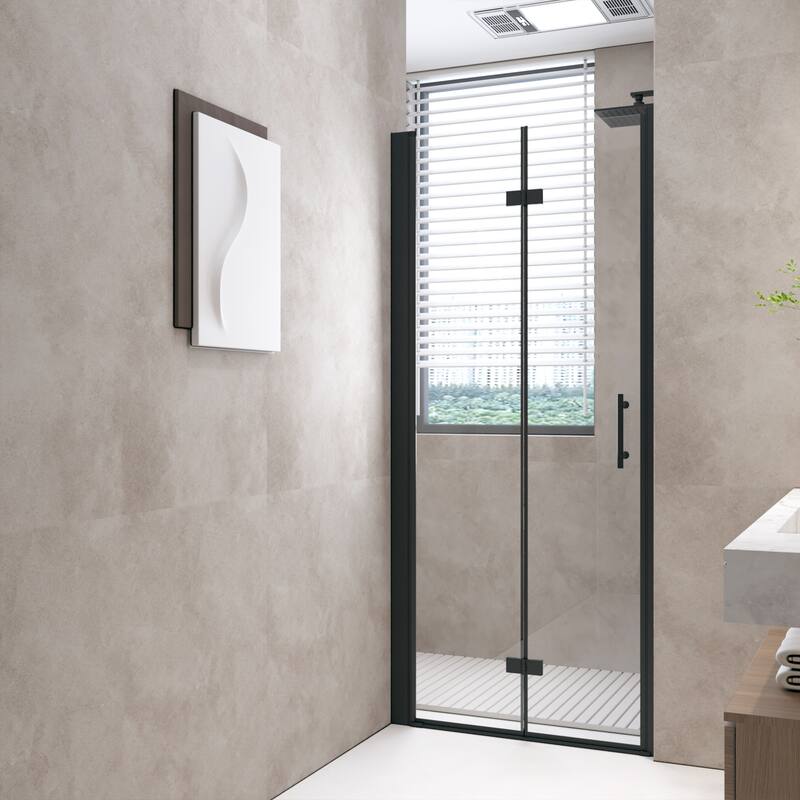 Bifold Shower Door Tempered Glass Aluminum Frame