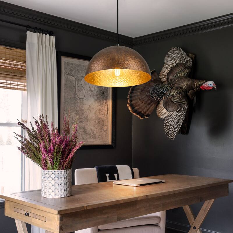 Industiral Hammered Antique Copper Dome Pendant Light