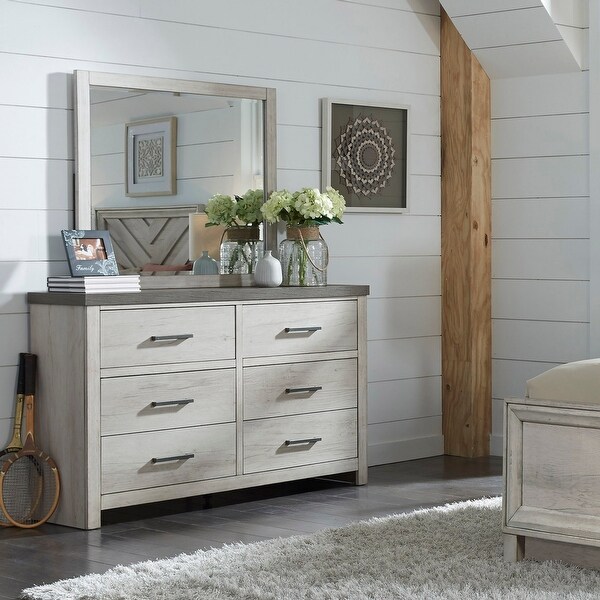 Shop Weathered Grey Farmhouse Dresser with Mirror ...