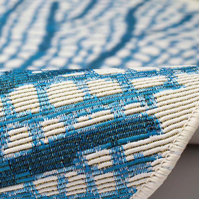 Liora Manne Esencia Coral Fan Indoor/Outdoor Mat Aqua 3'3"x3'3"