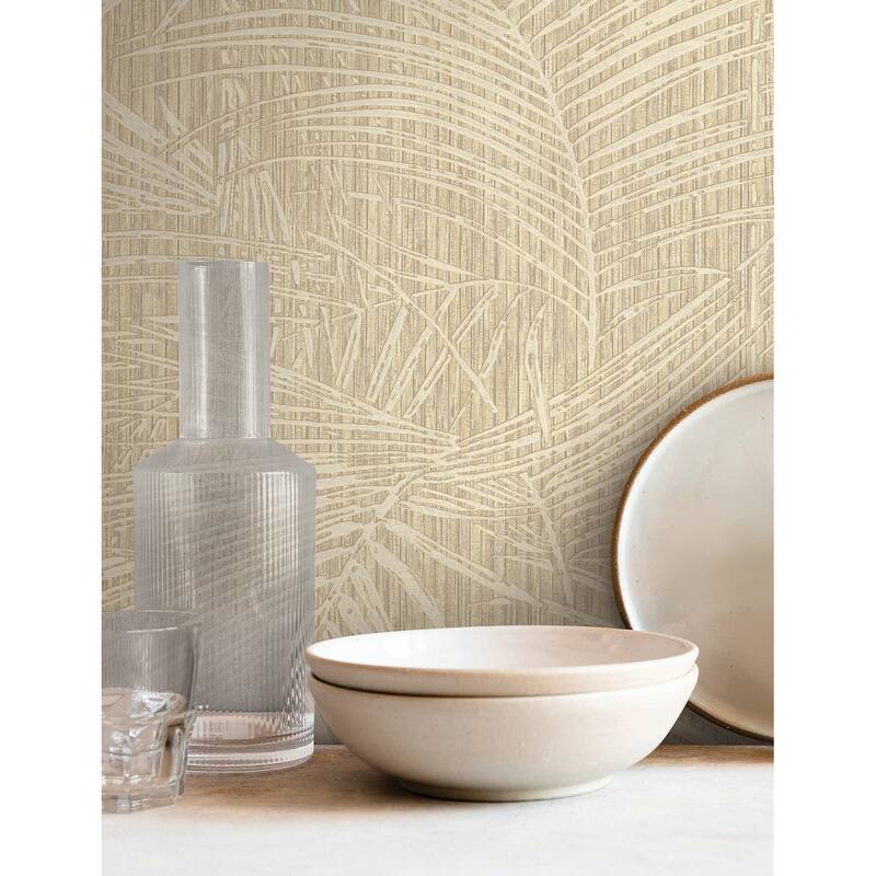 York Wallcoverings Della Palm Wheat Wallpaper