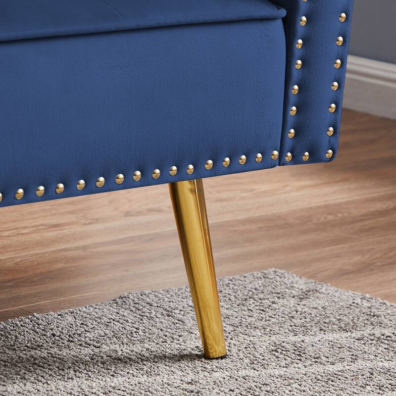 Modern Velvet Tufted Sofa Couch with 2 Pillows Loveseat Sofa Bed