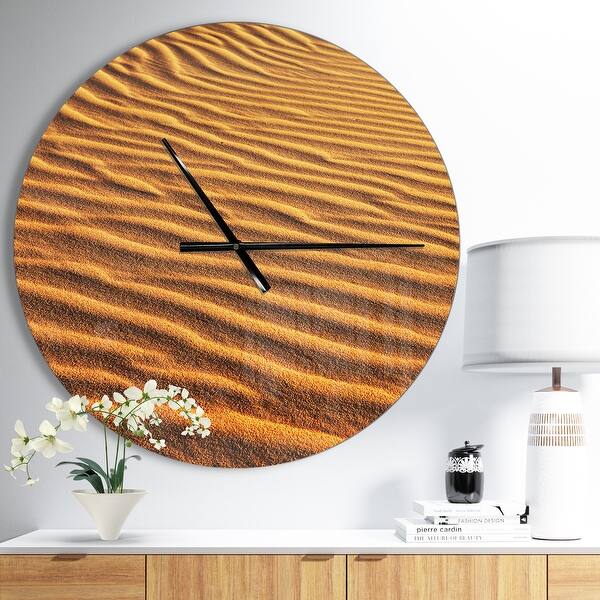 slide 2 of 9, Designart 'Beautiful Sand Desert Dunes' Oversized Landscapes Wall CLock