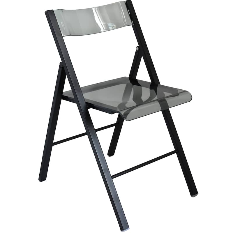 LeisureMod Menno Modern Acrylic Folding Chair - Red - 4 x 30 x 16.5 - Transparent Black