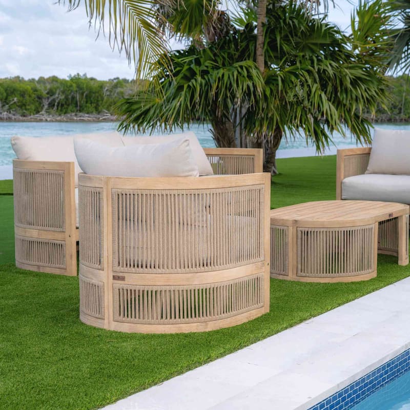 Panama Jack Cabo 4-Piece Loveseat Seating Set - Loveseat: 60"L x 28"W x 27"H
