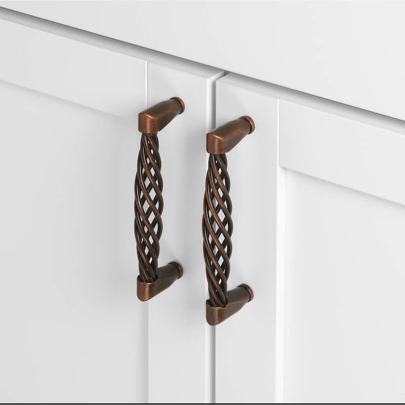 GlideRite Hardware 5-inch Screw Spacing Oil Rubbed Bronze Birdcage Twisted Steel Cabinet Pull (Pack of 10 or 25)