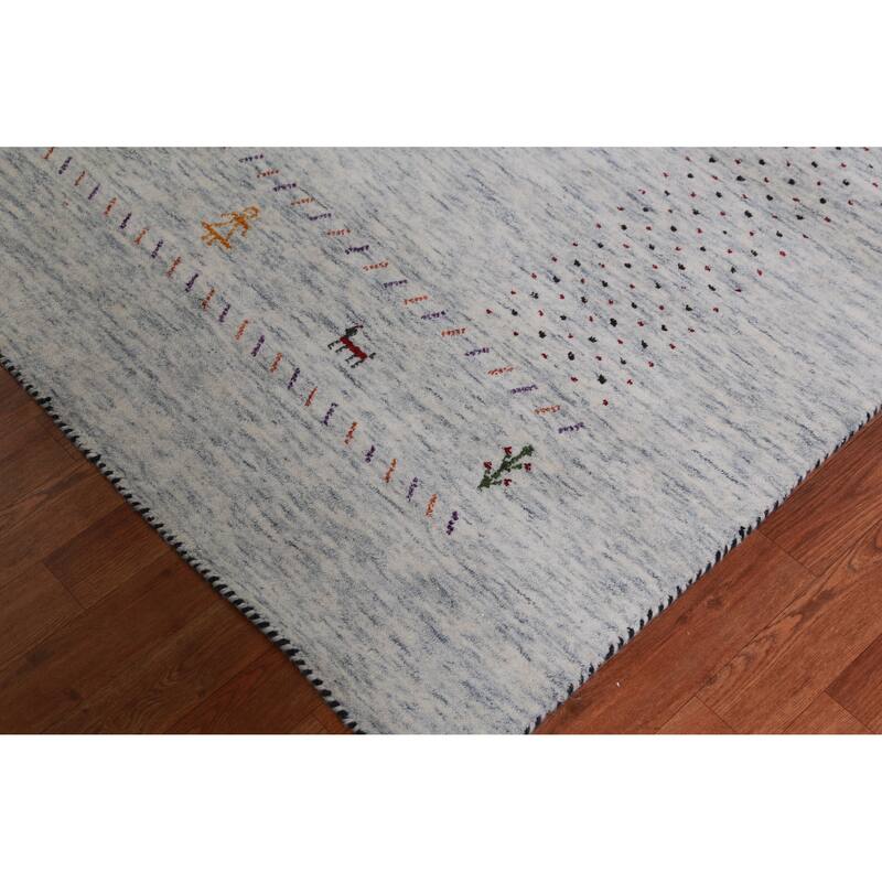 Hand Knotted Oriental 100% Wool Carpet Tribal Animal Pictorial Greys & Charcoal Gabbeh Area Rug - 10' 0'' X 8' 3''