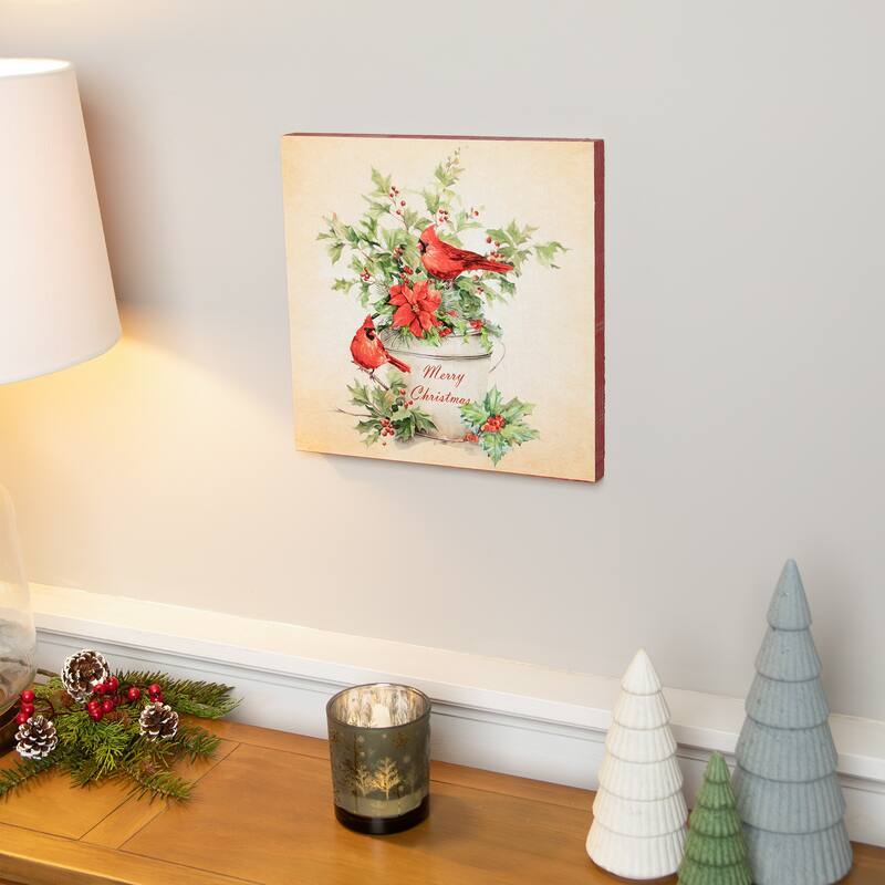 Cardinals Merry Christmas Wall Art - 11.75" x 11.75"