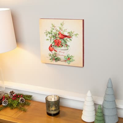 Cardinals Merry Christmas Wall Art - 11.75" x 11.75"