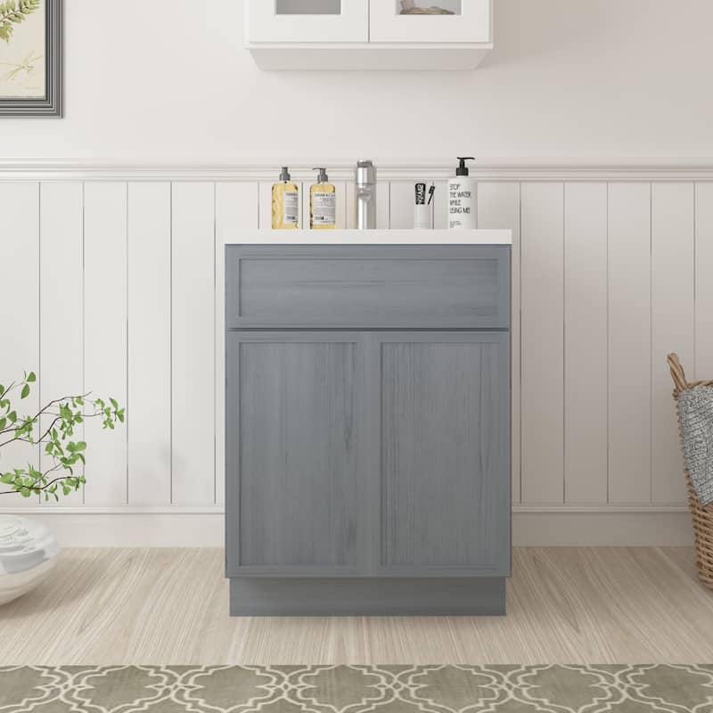 Vanity Art 24" Freestanding Single Base Storage Cabinet with Soft Close Doors - Smoky Gray