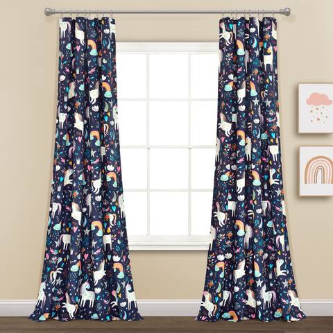 Lush Decor Unicorn Heart Window Curtain Panel Pair - 84" x 52" - 84" x 52"