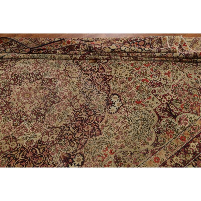 Pre-1900 Antique Kerman Lavar Persian Area Rug Handmade Wool Carpet - 9'2" x 13'5"