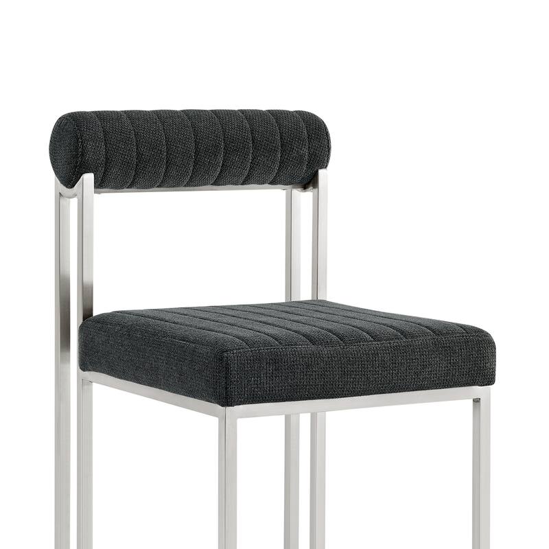 HomeRoots Set of Two Gray And Silver Upholstered Polyester Open Back Dining Side Chairs