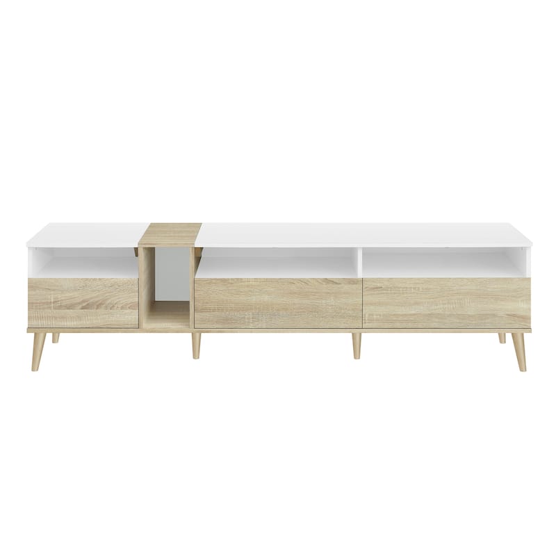Modern TV with 3 Drawers and Open Shelves, Media Console Table for TVs up to 80'', Entertainment Center