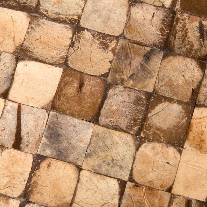 Reclaimed Wood Teak Coffee Table With Coconut Shells by East at Main