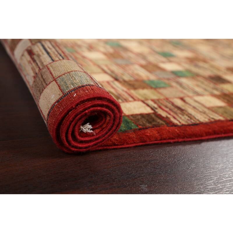 Geometric Gabbeh Kashkoli Oriental Wool Area Rug Hand-knotted Carpet - 3'3" x 4'11"