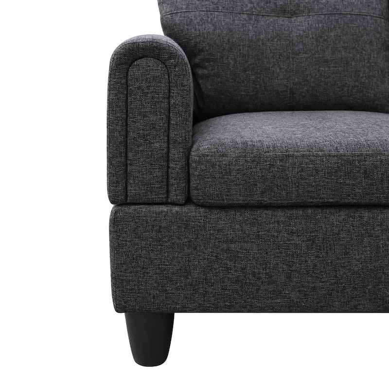 Black Grey Linen Living Room Sofa Set