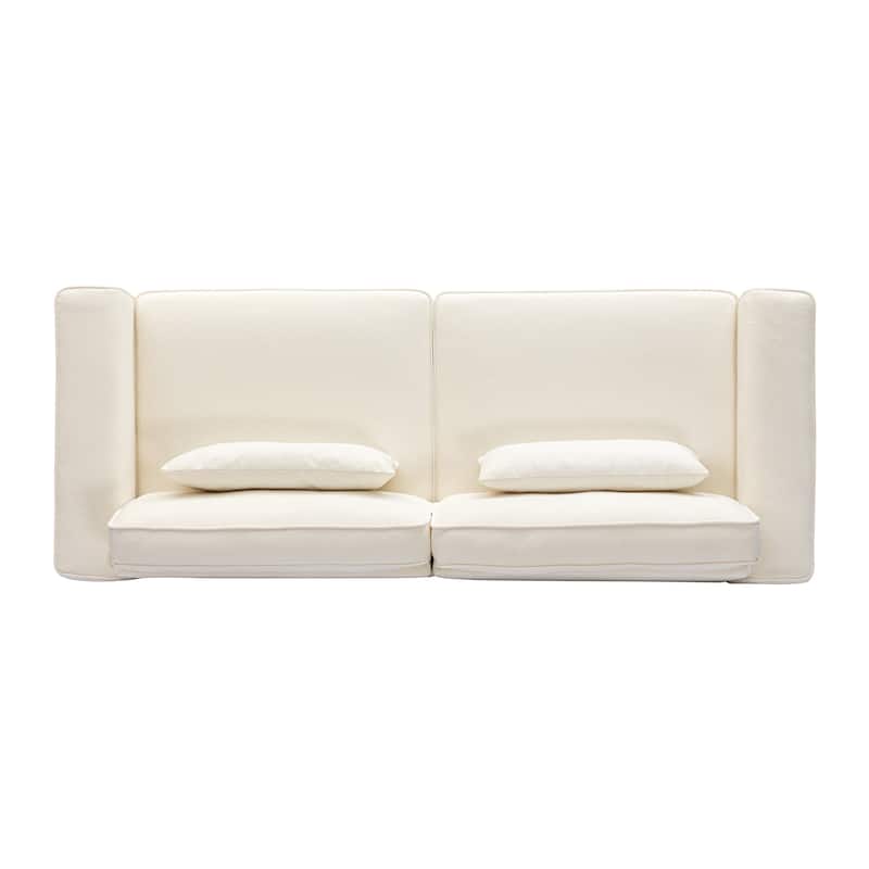 Modern Fabric Loveseat with Plush Cushions and 2 Pillow Upholstered Deep Seat Sofa, Solid Wood Frame Lounge Couch