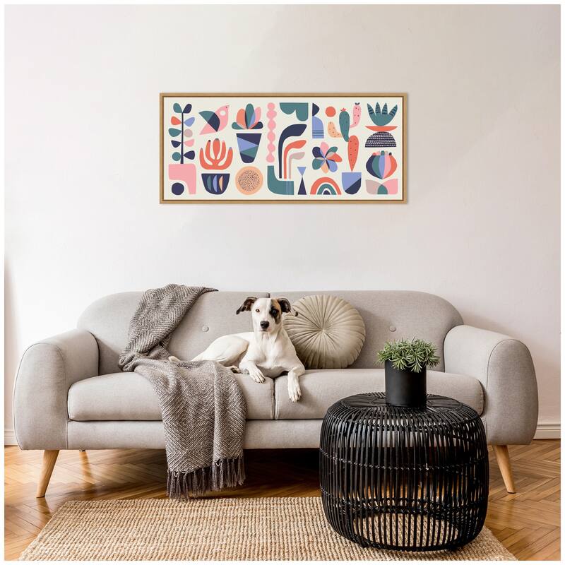 Kate and Laurel Sylvie Retro Pastel Floral and Succulent Panel Framed Canvas by Rachel Lee