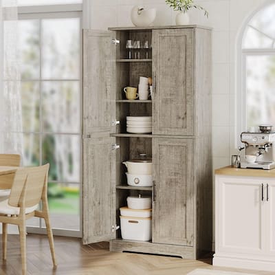70" Tall Kitchen Pantry Cabinet with 4 Doors and 3 Adjustable Shelves