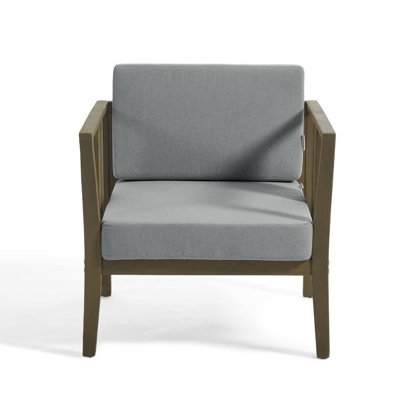 Casual 29"W Outdoor Patio Armchair Set In Solid Teak Wood with Cushion