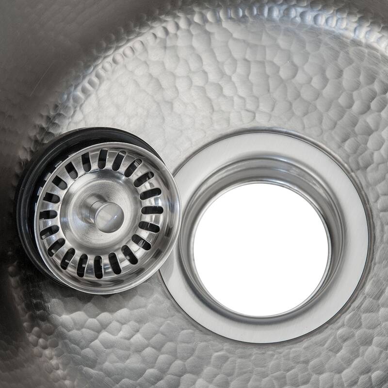 17" Rectangle Copper Prep Sink in Nickel w/ 3.5" Drain Opening, Matching Drain and Accessories