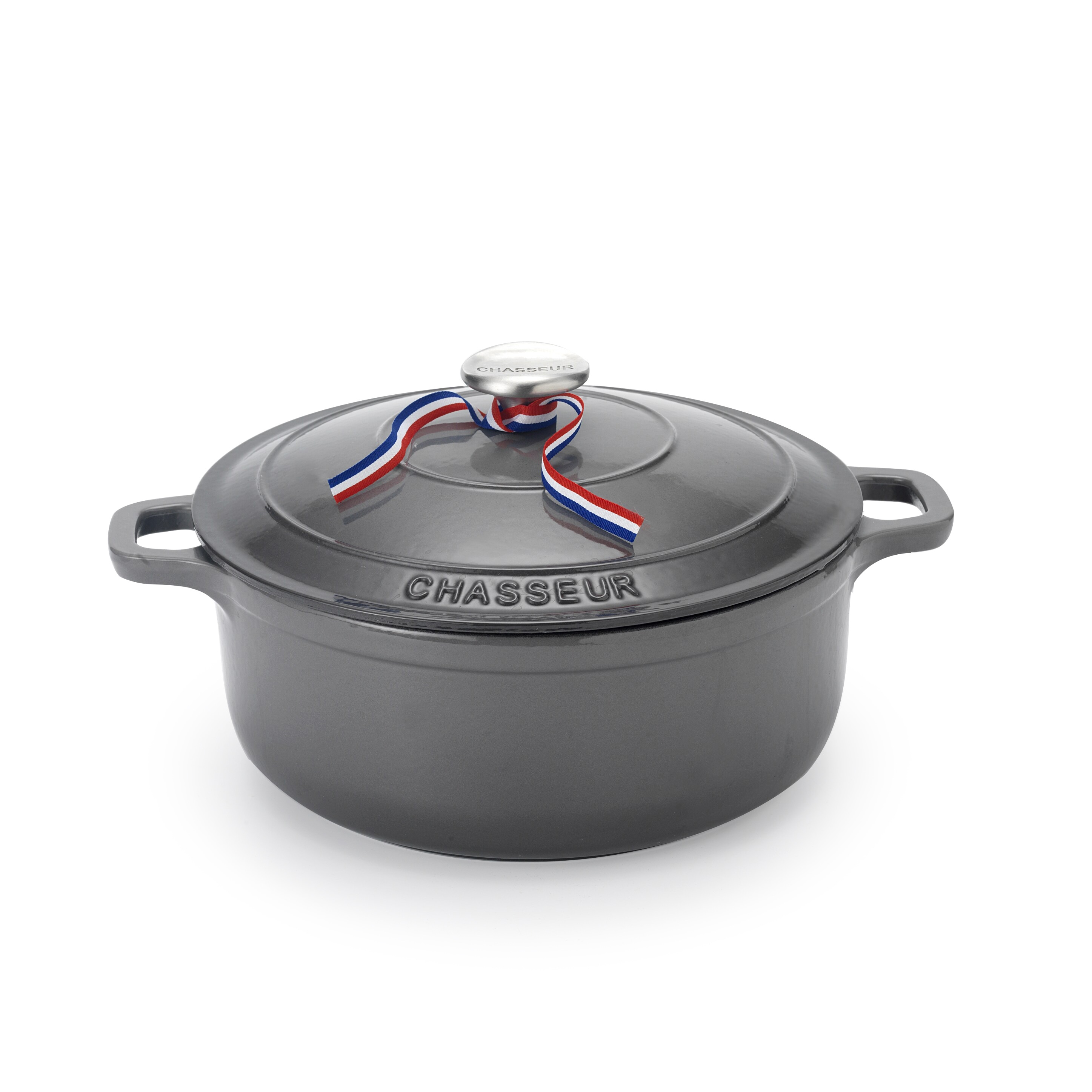 Chasseur 7.1-quart Caviar Grey Enameled Cast Iron Round Dutch Oven