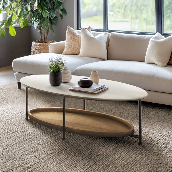 Madison Park Beauchamp White/ Natural Coffee Table