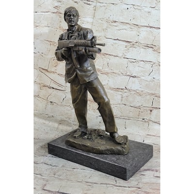 Al Pacino Scarface Say Hello To My Little Friend Bronze Statue Sculpture Figure Signed Art 14 Inches X 8 Inches