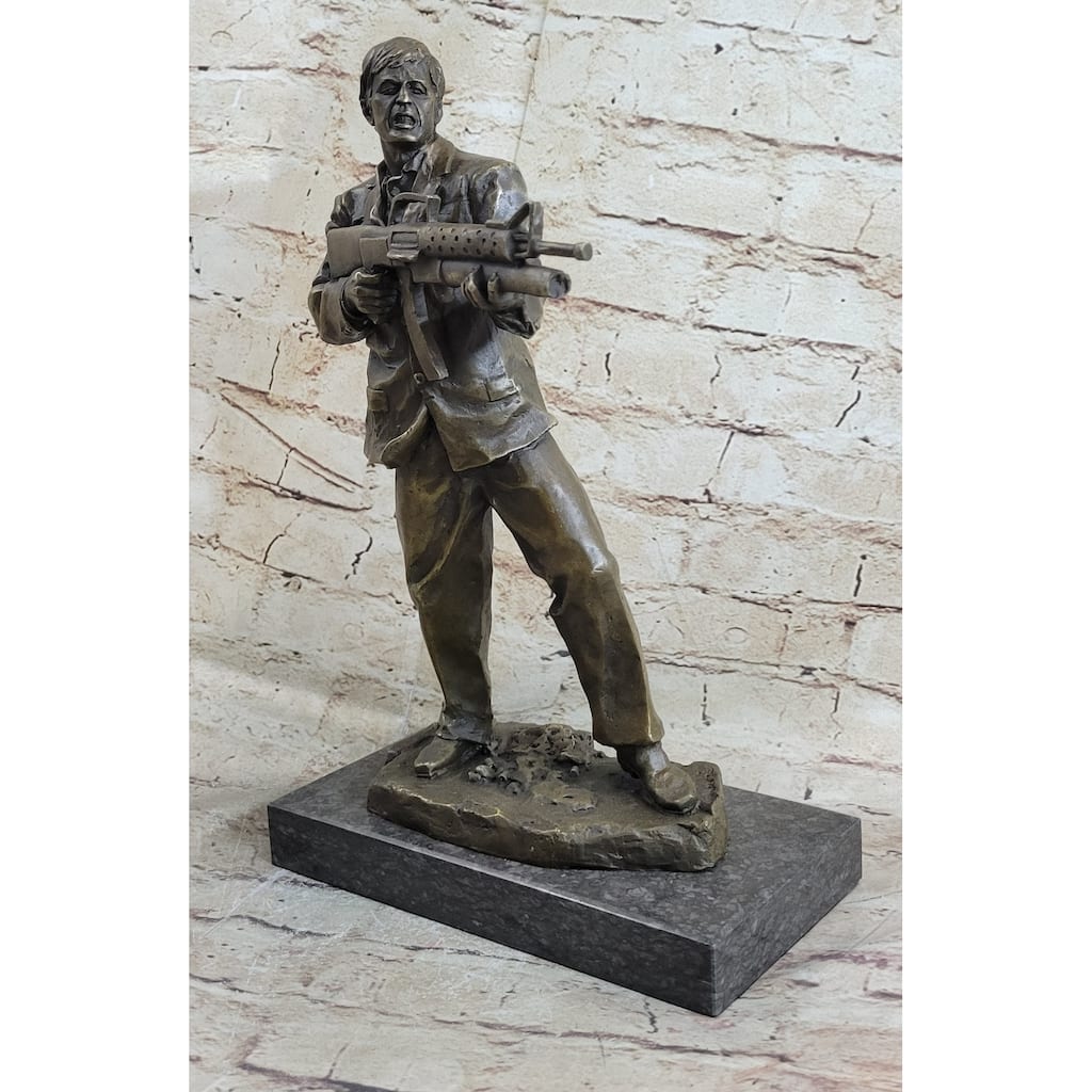 Al Pacino Scarface Say Hello To My Little Friend Bronze Statue Sculpture Figure Signed Art 14 Inches X 8 Inches