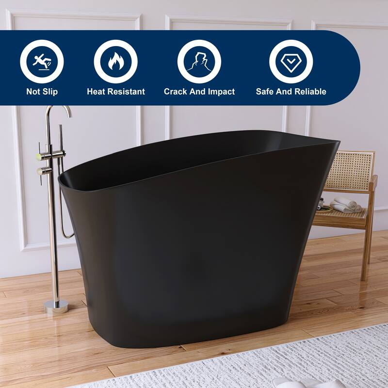 MEDUNJESS 51'' Freestanding Bathtub Solid Surface Soaking Tub