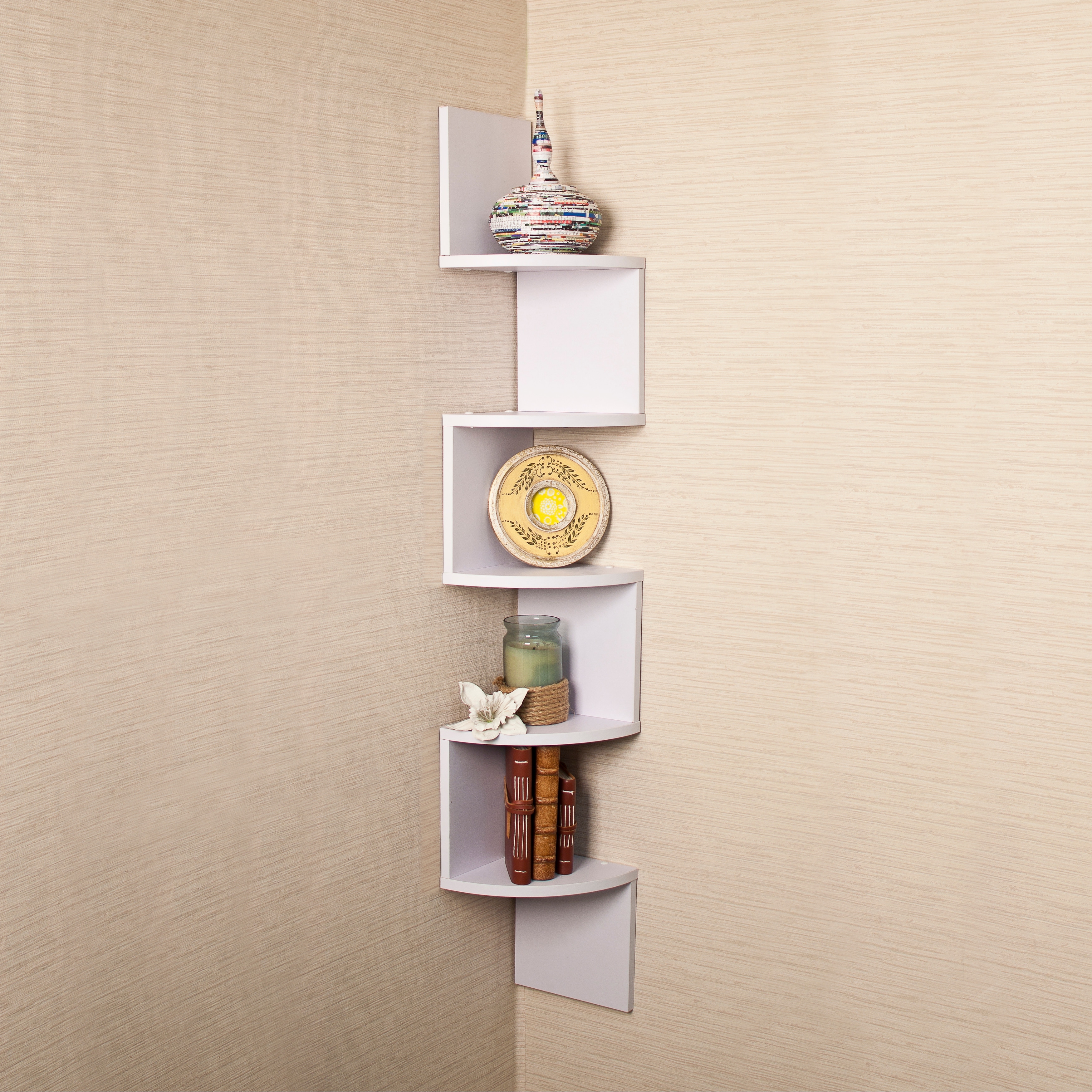 Danya B. Decorative 5-Tier Corner Floating Wall Mount Shelving Unit