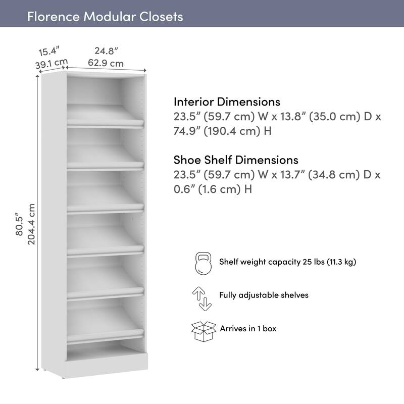 Bestar Florence 25W x 16D Modular Shoe Shelf Closet System