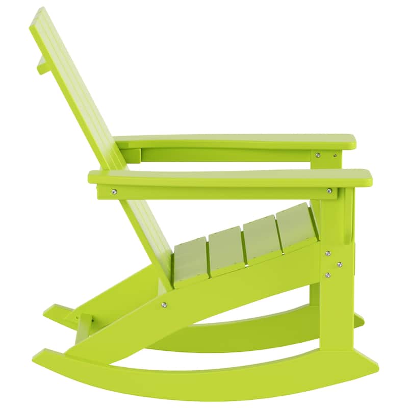 Shoreside Modern Eco-Friendly All Weather Poly Adirondack Rocking Chair with Side Table (2-Piece Set)