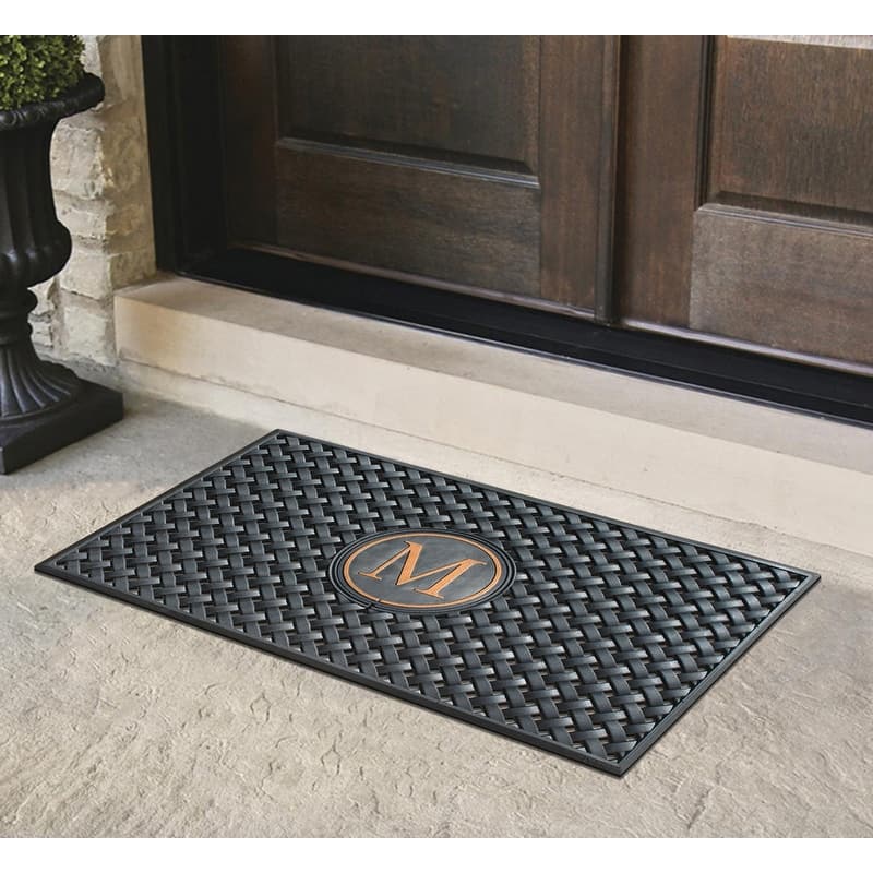A1HC 100% Pure Rubber Monogrammed Front Door Mat 24" x39" Indoor Outdoor Doormat