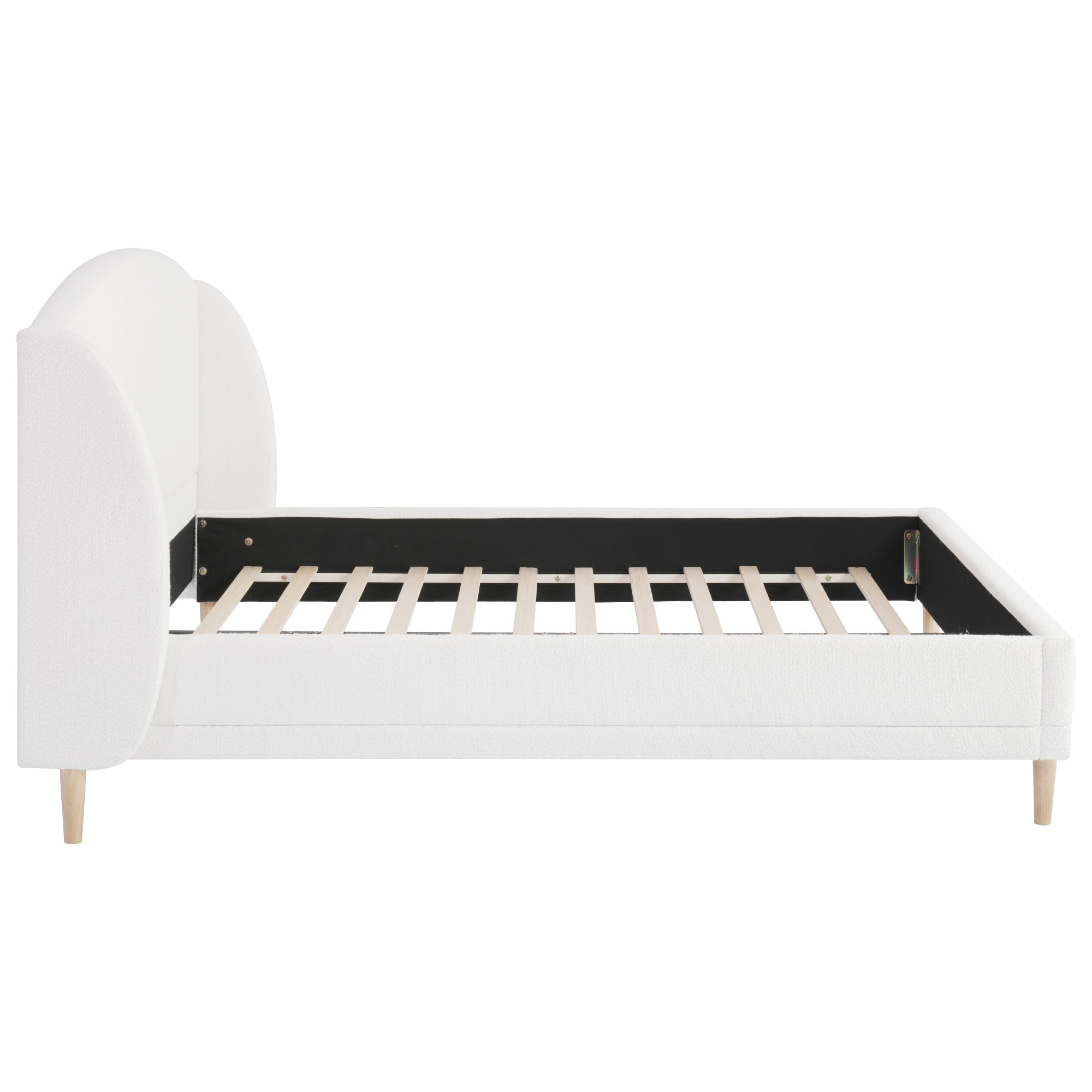 Christopher Knight Home - Isabella Wingback Upholstered Platform Bed with Boucle Fabric and Rounded Corners