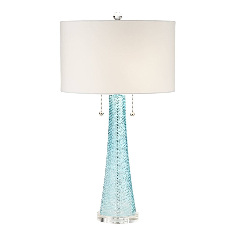 Modern Table Lamp Light Aqua Blue Textured Glass 15 x 28.5 Bed Bath Beyond 37365717