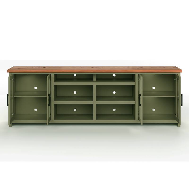 Bridgevine Home Modern Farmhouse 96 inch TV Stand Console for TVs up to 100 inches, No Assembly Requried, Two-Tone Finish