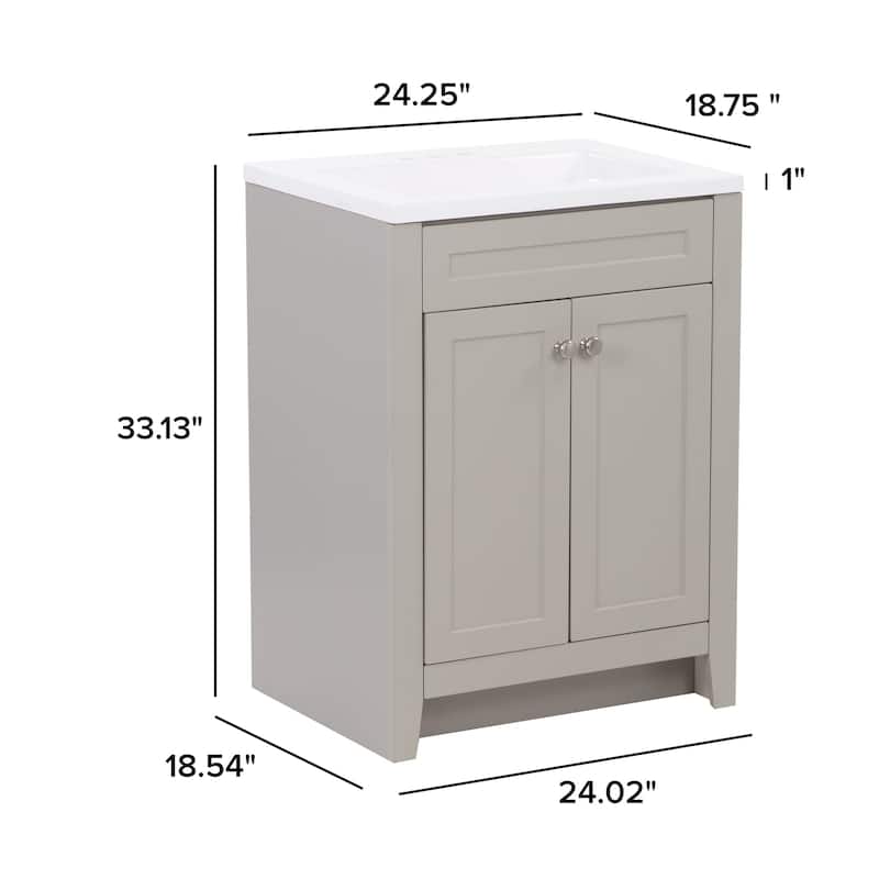 Spring Mill Cabinets Wyre 24" 2-Door Bathroom Vanity With White Sink Top