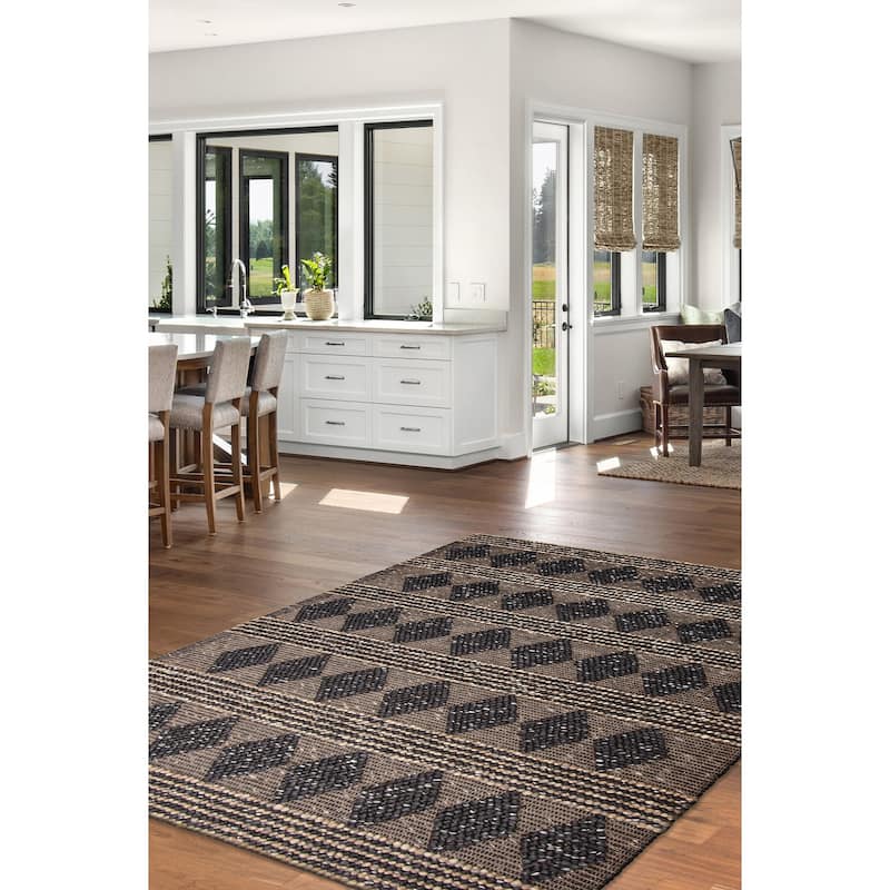 ECARPETGALLERY Braid weave Sienna Dark Grey Wool Rug - 5'0 x 6'10