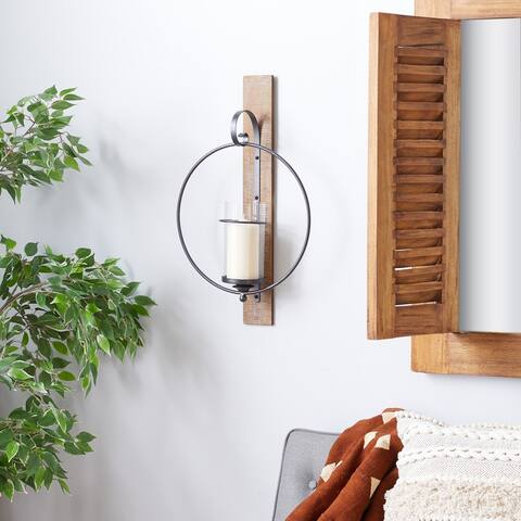 Brown Wood Contemporary Wall Sconce
