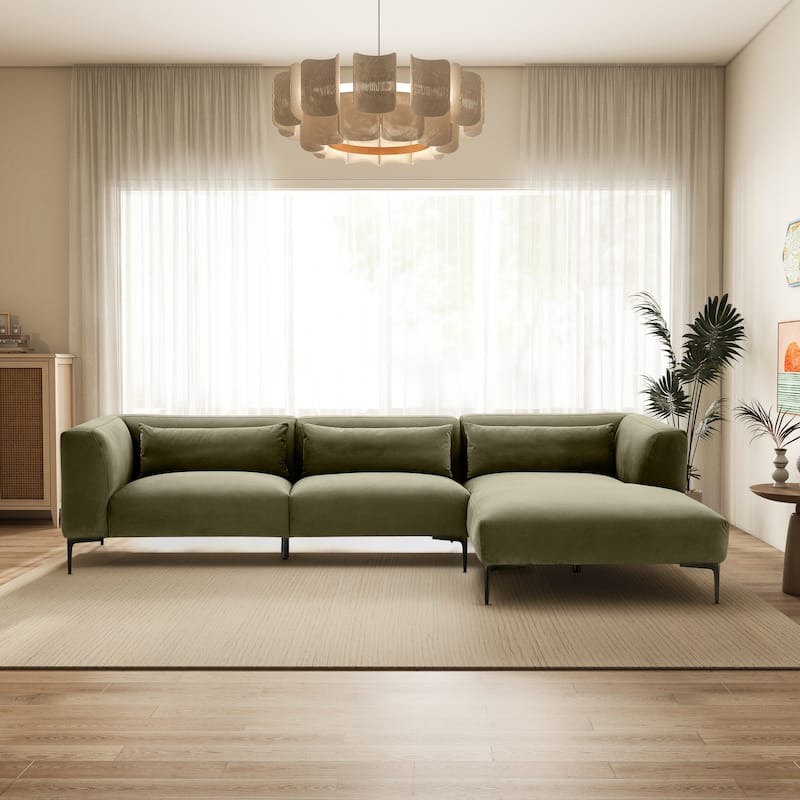 Savenoy Japandi Style L-Shaped Fabric Upholstered Sectional