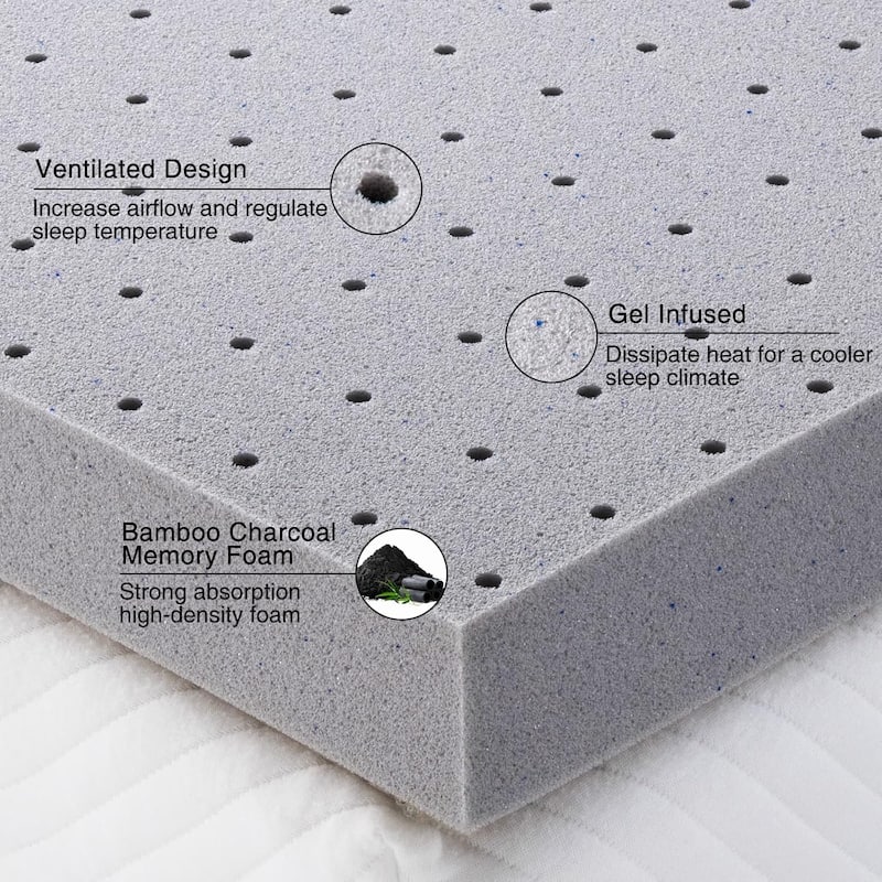 4 Inch King Gel Memory Foam Topper Cooling Soft Pressure Relief CertiPUR