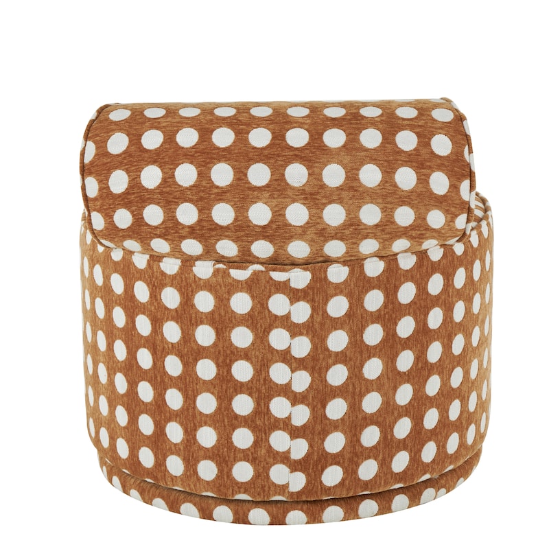Polyester Round Swivel Boucle Accent Chair with White Spots - Brown - Roche River Decor