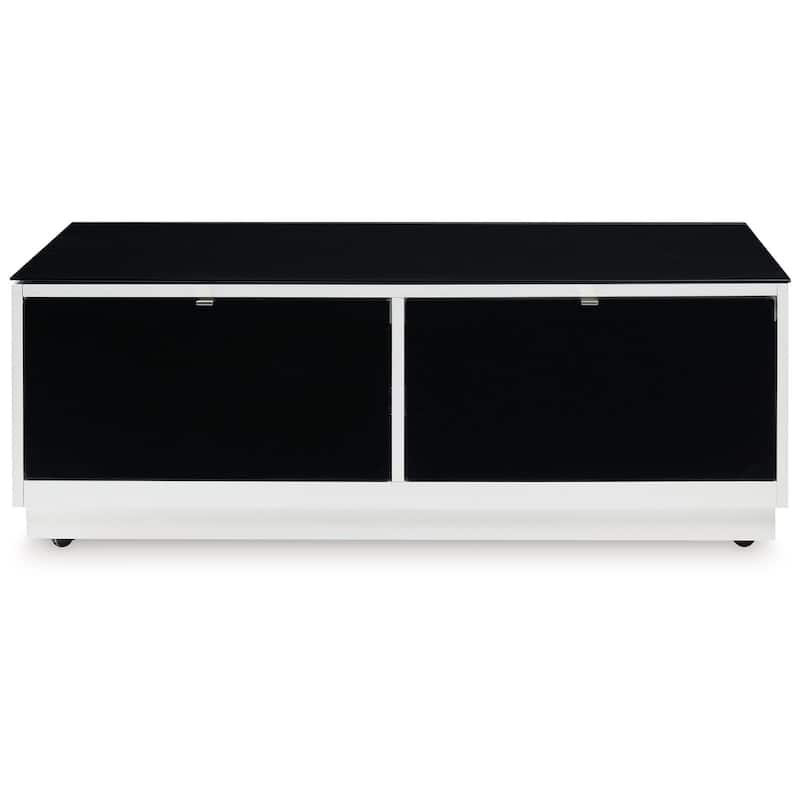 Tonny Cocktail Coffee Table, 2 Drawer, Black Glass, Rectangular White