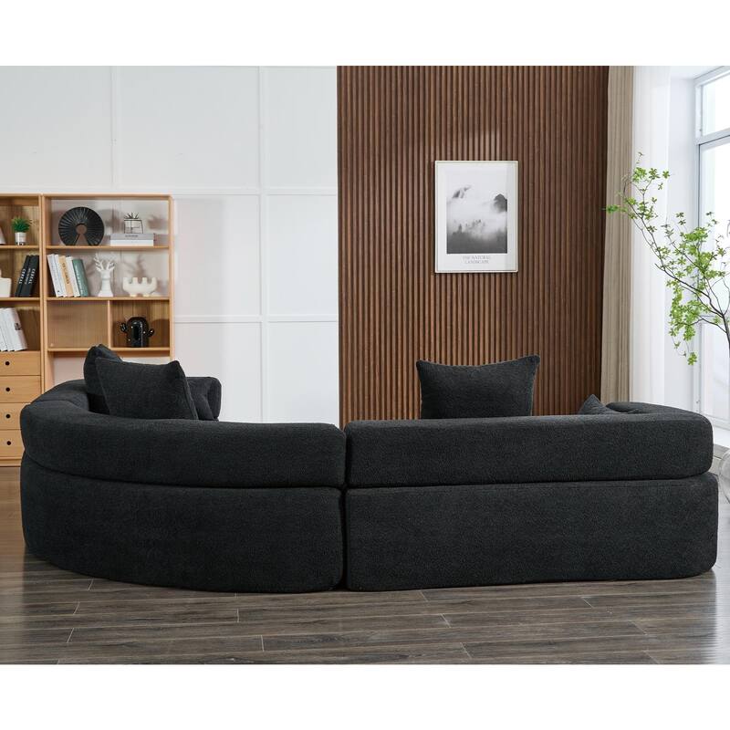 3-Piece Curved Sofa, Oversized Boucle Couch, Flexible for Living Room