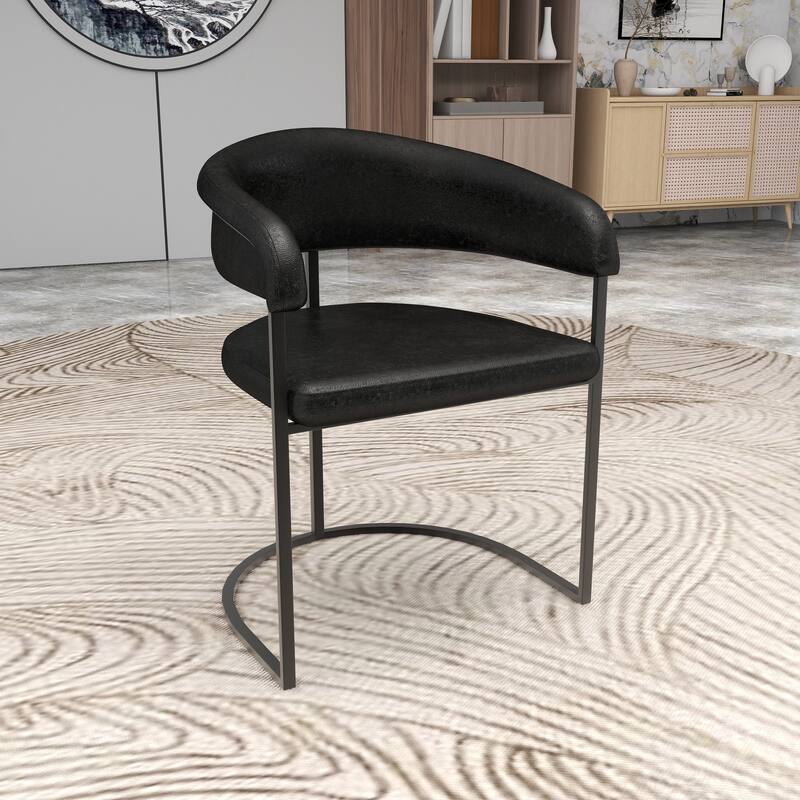 LeisureMod Aero Modern Upholstered Leather Dining Chair in Iron & Polyester, Accent Armchair for Home Kitchen Office