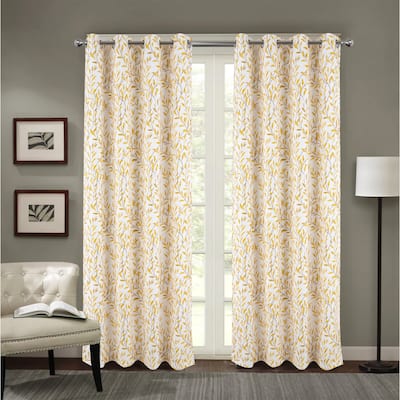 Leaf Room Darkening Window Curtain Panel 90"