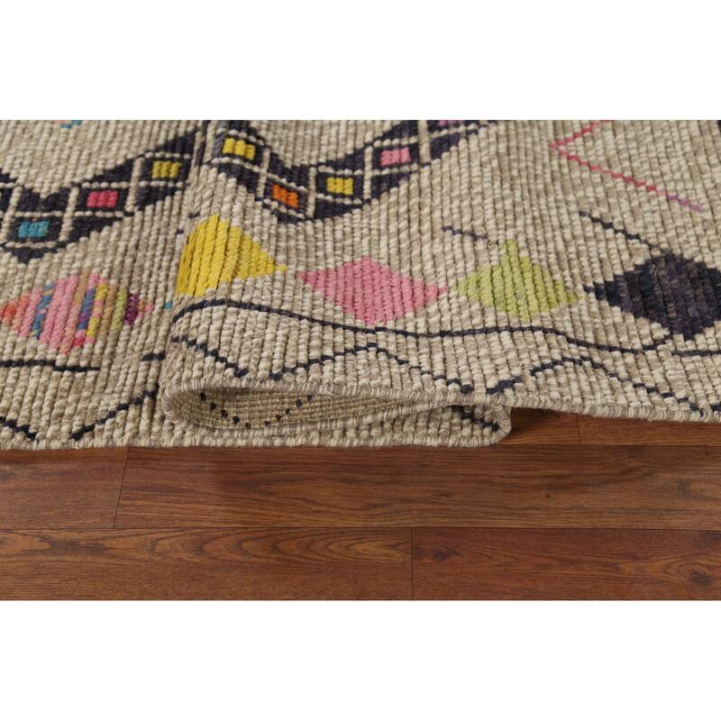 Geometric Moroccan Oriental Area Rug Handmade Wool Carpet - 5'10"x 9'11"